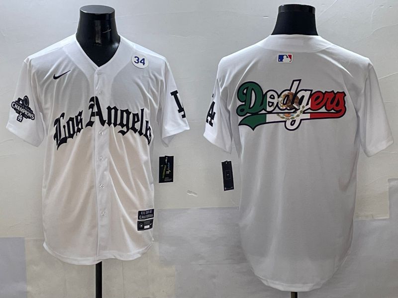 Men Los Angeles Dodgers Blank White Five generations Joint Name 2025 Nike MLB Jersey style 48
